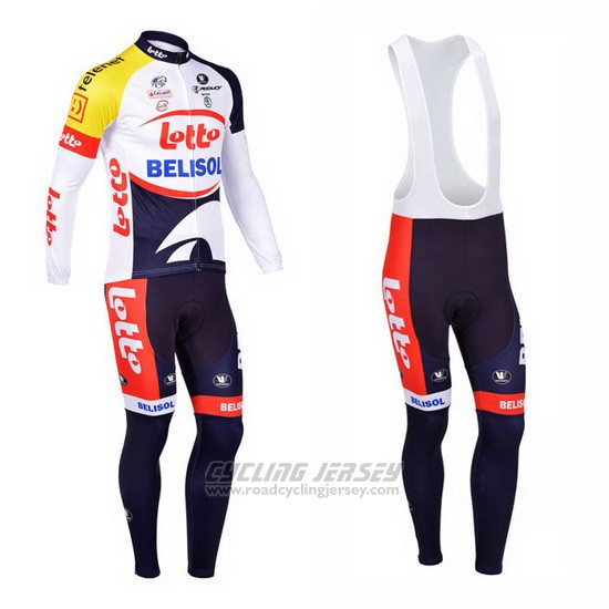 2013 Cycling Jersey Lotto Belisol Purple and White Long Sleeve and Bib Tight